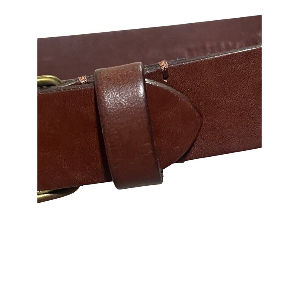 Ralph Lauren Brown Leather Adjustable Belt Size Small Brass Buckle - Picture 9 of 9